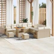 vidaXL Trädgårdsoffset med lagring 13 pcs Beige Poly rattan
