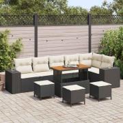 vidaXL Trädgårdsoffset 10 pcs Svart och kräm 110 x 55 x 71 cm