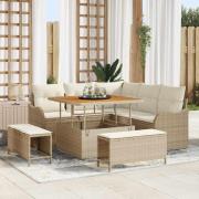 vidaXL Trädgårdsoffset 8 pcs Beige och gräddfärgad 100 x 100 x 71 cm