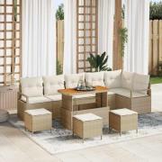 vidaXL Trädgårdsoffset 10 pcs Beige och gräddfärgad 110 x 55 x 71 cm