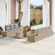 vidaXL Trädgårdsoffset 10 pcs Beige och Ljusgrå 90 x 55 x 71 cm