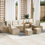 vidaXL Trädgårdsoffset 10 pcs Beige och gräddfärgad 90 x 55 x 71 cm