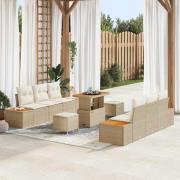 vidaXL Trädgårdsoffset 9 pcs Beige och gräddfärgad 90 x 55 x 71 cm
