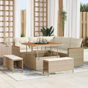 vidaXL Trädgårdsoffset med kudde med lagring 8 pcs Beige Poly rattan
