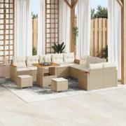 vidaXL Trädgårdsoffset med kudde med lagring 13 pcs Beige Poly rattan