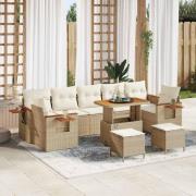vidaXL Trädgårdsoffset 10 pcs Beige 90 x 55 x 71 cm Poly rattan