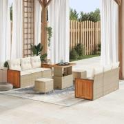 vidaXL Trädgårdsoffset 9 pcs Beige och gräddfärgad 90 x 55 x 71 cm