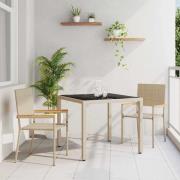 vidaXL Trädgårdsmöbelset 3 pcs Beige konstrotting