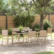 vidaXL Trädgårdsmöbelset 7 pcs Beige, svart 190 x 90 x 75 cm