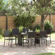 vidaXL Trädgårdsmöbelset 7 pcs Svart 190 x 80 x 75 cm konstrotting