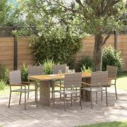vidaXL Trädgårdsmöbelset 7 pcs Grå 190 x 80 x 75 cm konstrotting
