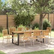 vidaXL Trädgårdsmöbelset 9 pcs Beige Poly rattan och massiv akaciaträ