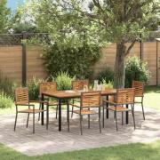 vidaXL Trädgårdsmöbelset 7 pcs Grå 180 x 90 x 75 cm konstrotting
