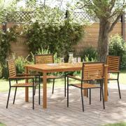 vidaXL Trädgårdsmöbelset 5 pcs Svart Poly rattan