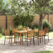 vidaXL Trädgårdsmöbelset 7 pcs Svart Poly rattan