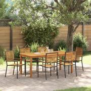 vidaXL Trädgårdsmöbelset 7 pcs Svart Poly rattan