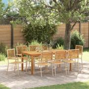 vidaXL Trädgårdsmöbelset 9 pcs Beige Poly rattan