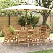 vidaXL Trädgård Stol 8 pcs Brun 52 x 64,5 x 108 cm Massivt teakträ