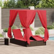 vidaXL Dubbel Solstol med Tak Brun 205 x 129 x 200 cm PE rotting