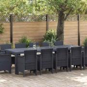 vidaXL Trädgårdsmöbelset med kudde 13 pcs Antracit Polyrattan
