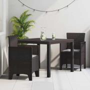 vidaXL Trädgårdsmöbelset 3 pcs Brun Polt rotting