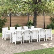 vidaXL Trädgårdsmöbelset 11 pcs Vit Rattan och Stål