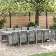 vidaXL Trädgårdsmöbelset 13 pcs Ljusgrå Polt rotting