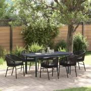 vidaXL Trädgårdsmöbelset 7 pcs Svart Poly rattan