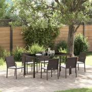 vidaXL Trädgårdsmöbelset 7 pcs Brun Poly rattan
