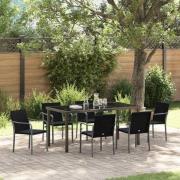 vidaXL Trädgårdsmöbelset 7 pcs Svart Poly rattan