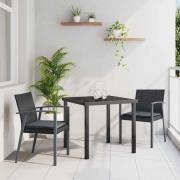 vidaXL Trädgårdsmöbelset 3 pcs Svart Poly rattan