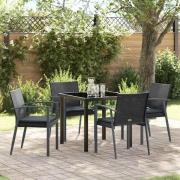 vidaXL Trädgårdsmöbelset 5 pcs Svart Poly rattan