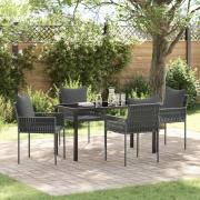 vidaXL Trädgårdsmöbelset 5 pcs Svart Poly rattan