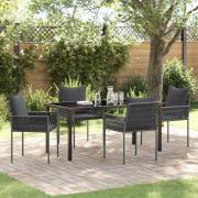 vidaXL Trädgårdsmöbelset 5 pcs Svart och Grå PE Rattan