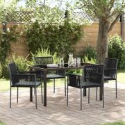 vidaXL Trädgårdsmöbelset 5 pcs Svart Poly rattan