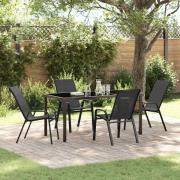 vidaXL Trädgårdsmöbelset 5 pcs Svart Textilene och stål