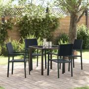 vidaXL Trädgårdsmöbelset 5 pcs Svart Poly rattan