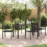 vidaXL Trädgårdsmöbelset 5 pcs Svart PVC-rattan