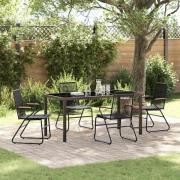 vidaXL Trädgårdsmöbelset 5 pcs Svart Pulverlackerat stål