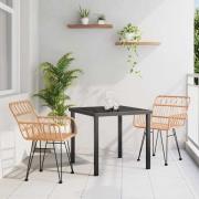 vidaXL Trädgårdsmöbelset 3 pcs Brun Poly rattan