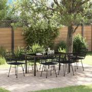 vidaXL Trädgårdsmöbelset 7 pcs Svart Poly rattan