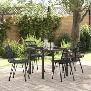 vidaXL Trädgårdsmöbelset 5 pcs Svart Poly rattan