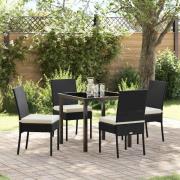 vidaXL Trädgårdsmöbelset 5 pcs Svart Poly rattan