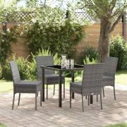 vidaXL Trädgårdsmöbelset 5 pcs Grå Poly rattan