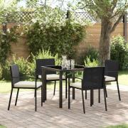 vidaXL Trädgårdsmöbelset 5 pcs Svart Poly rattan