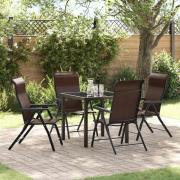 vidaXL Trädgårdsmöbelset Höjdjusterbar 5 pcs Brun Poly rattan