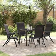 vidaXL Trädgårdsmöbelset Höjdjusterbar 5 pcs Svart kaffe Poly rattan