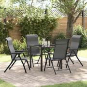 vidaXL Trädgårdsmöbelset Höjdjusterbar 5 pcs Grå Poly rattan