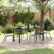 vidaXL Trädgårdsmöbelset 5 pcs Mörkgrå Stål