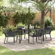 vidaXL Trädgårdsmöbelset 5 pcs Svart Poly rattan